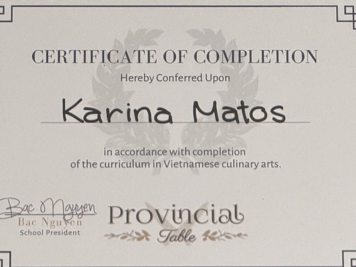 Certificate of completion, Provincial Table